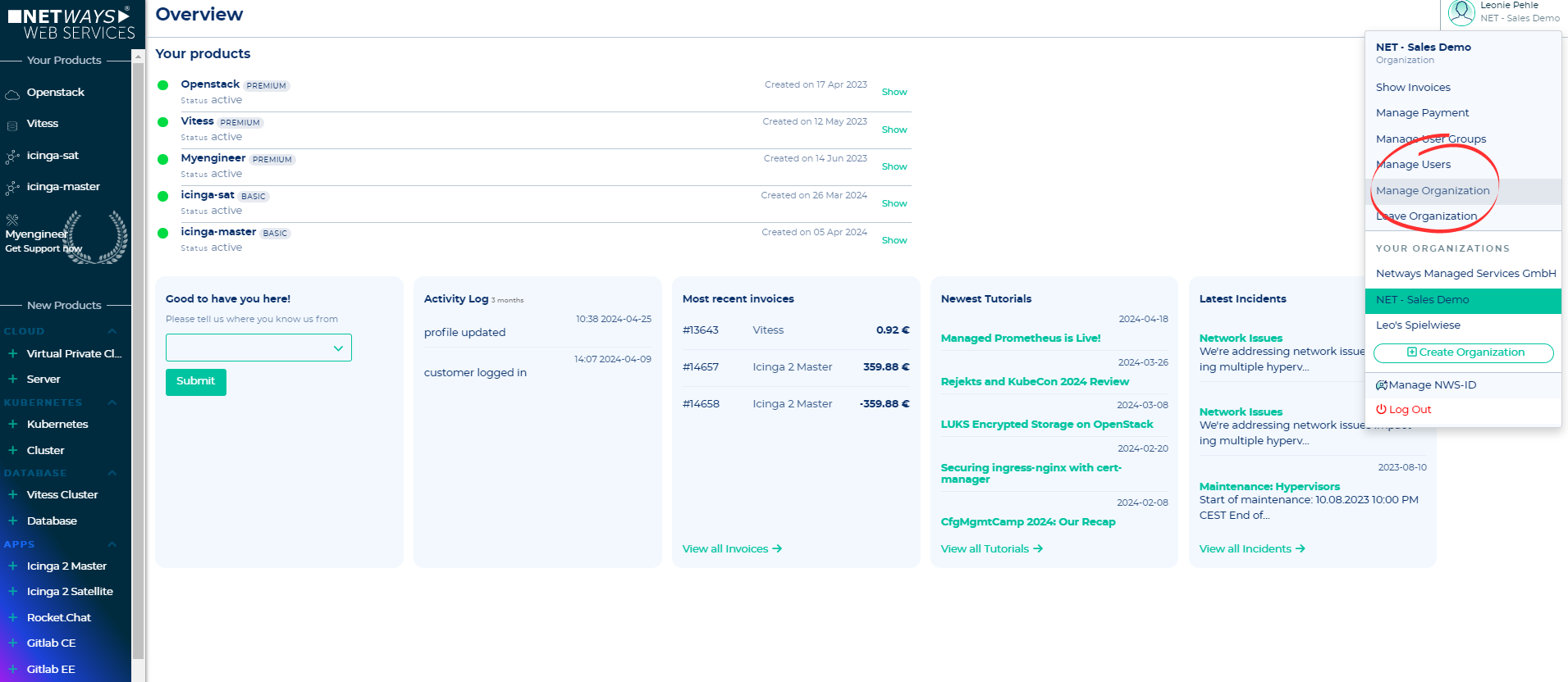 Manage 
organisation