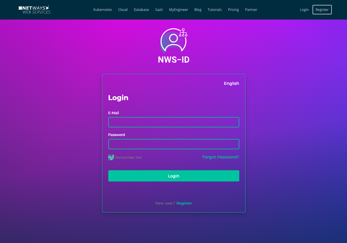 Login screen of MyNWS