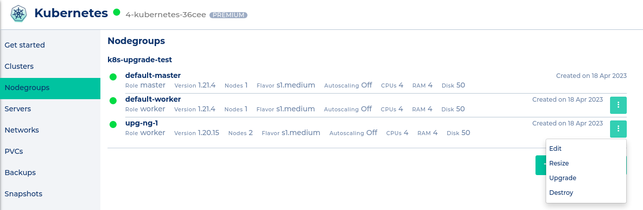 Nodegroup menu